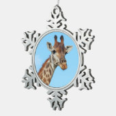 portret Giraffe Tin Sneeuwvlok Ornament (Rechts)