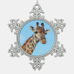 portret Giraffe Tin Sneeuwvlok Ornament