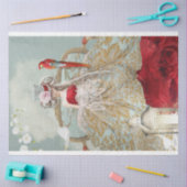 Portret Girl Sitting Bird and Floral Art Tissuepapier (Craft)