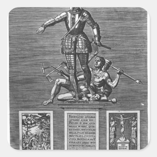 Portret Glorifying Ferdinand Alvarez van Toledo Vierkante Sticker (Voorkant)