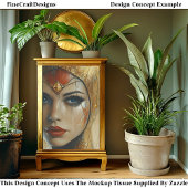 Portret, gouden hoofdtooi, rode lippen BV3 decoupa Tissuepapier