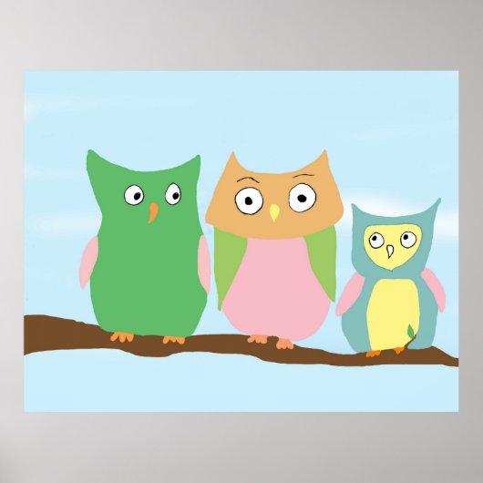 Portret groot voor Owl Family Poster (Voorkant)