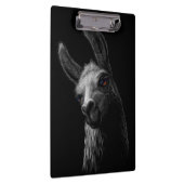 Portret Head Cute Llama met een zwarte achtergrond Klembord (Rechts)