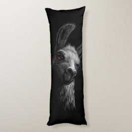 Portret Head Cute Llama met een zwarte achtergrond Lichaamskussen