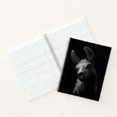 Portret Head Cute Llama met een zwarte achtergrond Notitieboek (Binnen)
