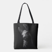 Portret Head Cute Llama met zwarte achtergrond Tote Bag (Achterkant)