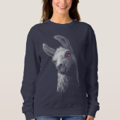 Portret Head Cute Llama met zwarte achtergrond Trui (Voorkant)