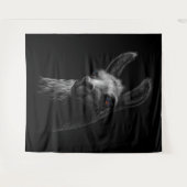 Portret Head Cute Llama met zwarte achtergrond Wandkleed (Voorkant (horizontaal))