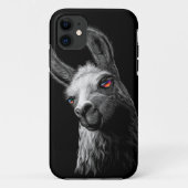 Portret Head Cute Llama op zwarte achtergrond Case-Mate iPhone Case (Achterkant)