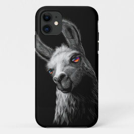 Portret Head Cute Llama op zwarte achtergrond Case-Mate iPhone Case