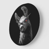 Portret Head Cute Llama op zwarte achtergrond Grote Klok (Hoek)