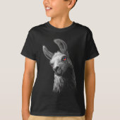 Portret Head Cute Llama op zwarte achtergrond T-shirt (Voorkant)