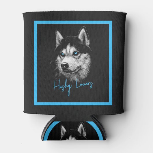 Portret Head Siberian Husky met blauwe ogen Blikjeskoeler (Voorkant)