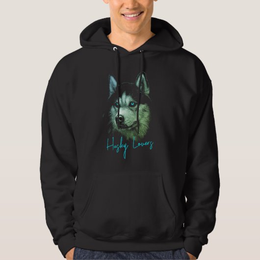 Portret Head Siberian Husky met blauwe ogen Hoodie (Voorkant)