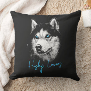 Portret Head Siberian Husky met blauwe ogen Kussen