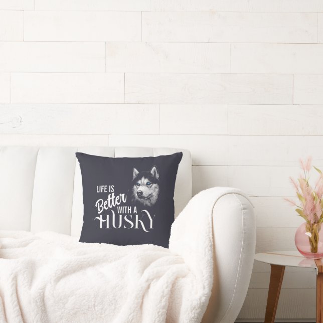 Portret Head Siberian Husky met blauwe ogen Kussen (Bank)