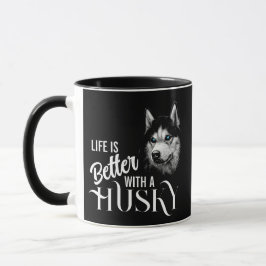Portret Head Siberian Husky met blauwe ogen Mok