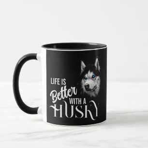 Portret Head Siberian Husky met blauwe ogen Mok