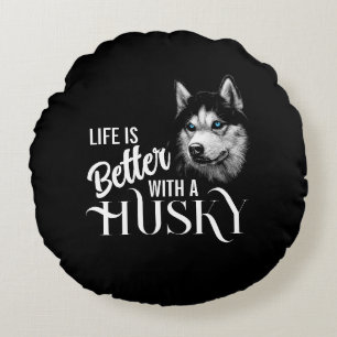 Portret Head Siberian Husky met blauwe ogen Rond Kussen