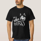 Portret Head Siberian Husky met blauwe ogen T-shirt (Voorkant)