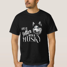 Portret Head Siberian Husky met blauwe ogen T-shirt