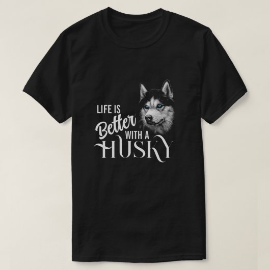 Portret Head Siberian Husky met blauwe ogen T-shirt (Design voorkant)
