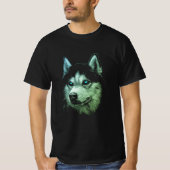 Portret Head Siberian Husky met blauwe ogen T-shirt (Voorkant)