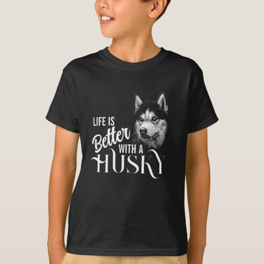 Portret Head Siberian Husky met blauwe ogen T-shirt (Voorkant)