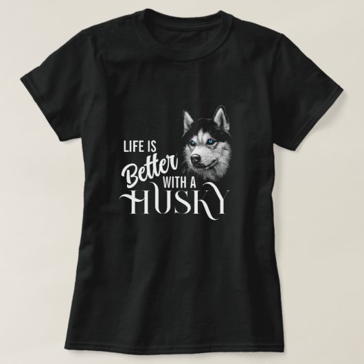 Portret Head Siberian Husky met blauwe ogen T-shirt (Design voorkant)