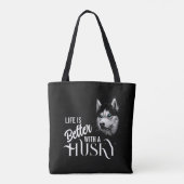 Portret Head Siberian Husky met blauwe ogen Tote Bag (Achterkant)