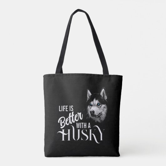 Portret Head Siberian Husky met blauwe ogen Tote Bag (Achterkant)