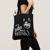 Portret Head Siberian Husky met blauwe ogen Tote Bag (Dichtbij)