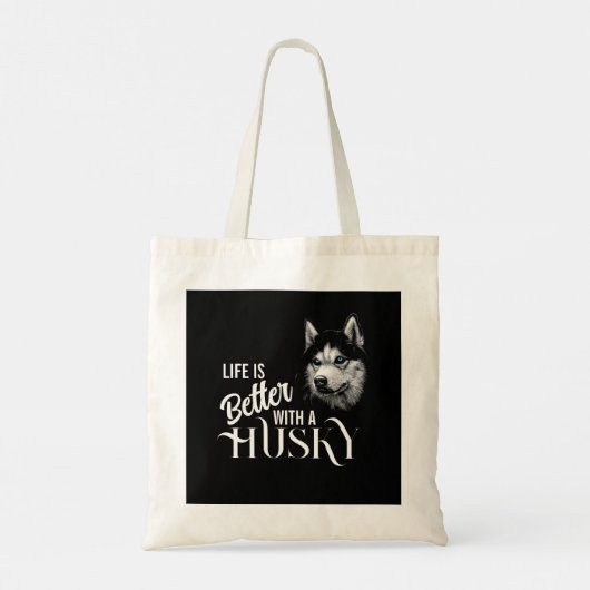 Portret Head Siberian Husky met blauwe ogen Tote Bag (Achterkant)