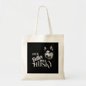Portret Head Siberian Husky met blauwe ogen Tote Bag (Voorkant)