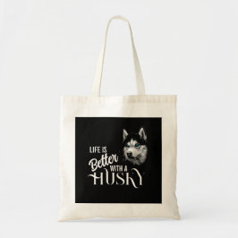 Portret Head Siberian Husky met blauwe ogen Tote Bag