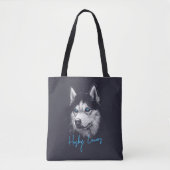 Portret Head Siberian Husky met blauwe ogen Tote Bag (Voorkant)