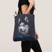 Portret Head Siberian Husky met blauwe ogen Tote Bag (Dichtbij)