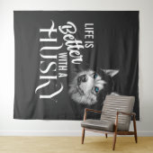 Portret Head Siberian Husky met blauwe ogen Wandkleed (In Situ (horizontaal))