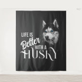 Portret Head Siberian Husky met blauwe ogen Wandkleed (Voorkant)