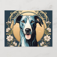 Portret Hond Floral Greyhound Art Nouveau