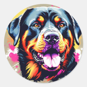 Portret Hond Rottweiler Ronde Sticker