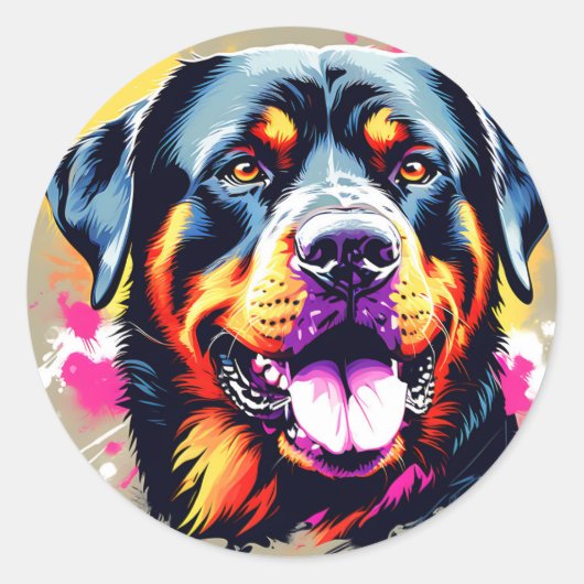Portret Hond Rottweiler Ronde Sticker (Voorkant)