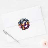 Portret Hond Rottweiler Ronde Sticker (Envelop)