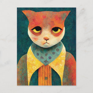 Portret illustratie van een Zad Ginger Cat Briefkaart
