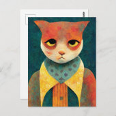 Portret illustratie van een Zad Ginger Cat Briefkaart (Voorkant / Achterkant)