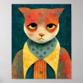 Portret illustratie van een Zad Ginger Cat Poster (Voorkant)