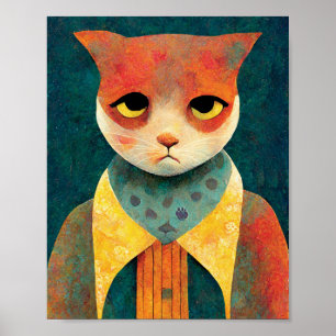 Portret illustratie van een Zad Ginger Cat Poster