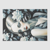 Portret in Art Deco - Blauw - Decoupage - Tissuepapier (Voorkant)