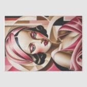 Portret in Art Deco - Roze - Decoupage - Tissuepapier (Voorkant)