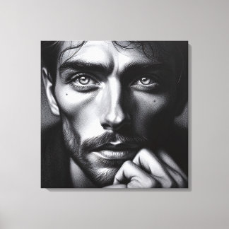Portret in grafiet: De stille verteller Canvas Afdruk